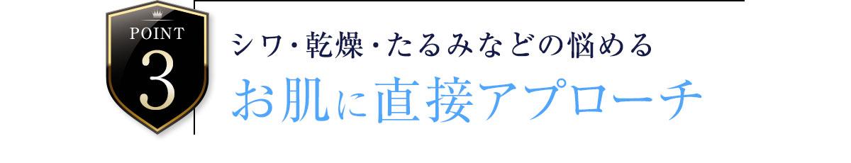 point3 シワ・乾燥・たるみなどの悩めるお肌に直接アプローチ